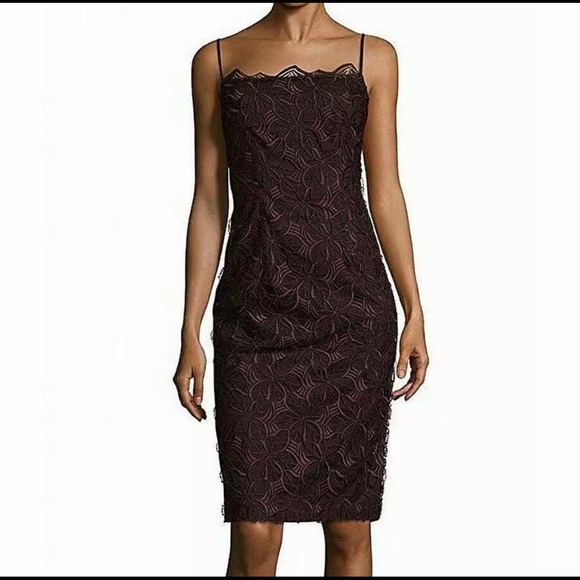 NWT BLACK HALO Burgundy Floral Sheath Dress 0 - Picture 3 of 4